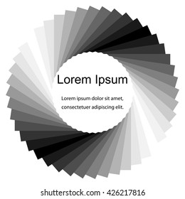 Vector Illustration.Monochrome Polygons Shimmering from Dark to Light Tones Twisted in Circle.Template for Visiting Cards, Labels, Fliers, Banners, Badges, Posters, Stickers and Advertising Actions.