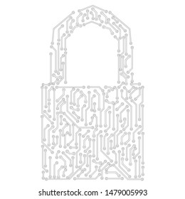  Vector illustration,Network technology circuit board, internet technData protection concept with circuit padlock. Data security icon. Circuit board padlock. Abstract technology background. 