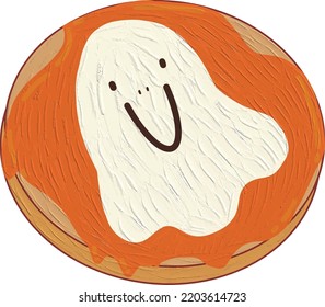 Vector Illustrationof Boo Ghost Halloween Cookie, Fit For October Fest, Sticker And Badge