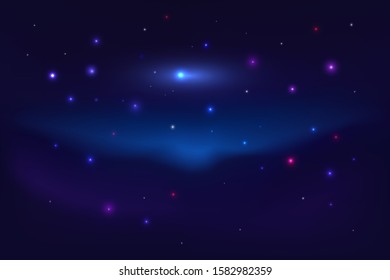 Vector illustration.outer space stars and galaxies in the universe.dark blue