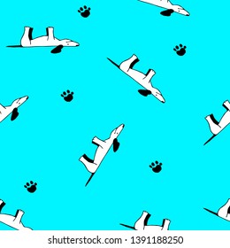 Vector illustration.Pattern with dogs in cartoon stile. 