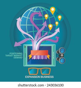 Vector illustration.people demand. store distribution. Marketing and target market. Growth for business