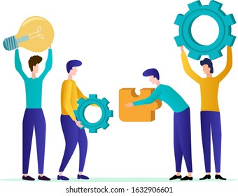 Vector illustration.People work together.The concept of teamwork and cooperation.