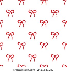 Vector illustration.Pink bow sticker print. Seamless pattern for fabric.