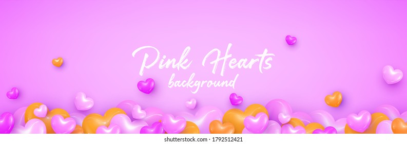 Vector illustration.Postcard for congratulations.Background of pink hearts.