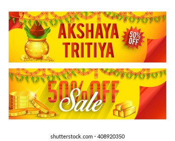 Vector illustration,poster or Banner of Akshaya Tritiya celebration background.