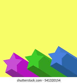 Vector illustration.Poster of colored stars on yellow background