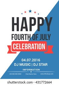 Vector illustration,poster or flyer for 4th of July, American Independence Day celebration background.