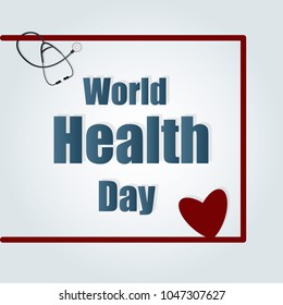 Vector illustration.Poster with frame and symbols of World Health Day.