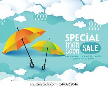 vector illustration,poster for Monsoon season, sale banner,sale 