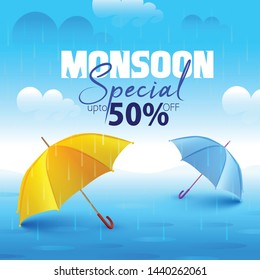 vector illustration,poster for Monsoon season, sale banner,sale 