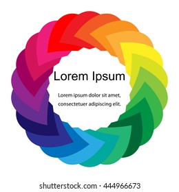 Vector Illustration.Rainbow Colored Mosaic  Circle. Template for Visiting Cards, Labels, Fliers, Banners, Badges, Posters, Stickers and Advertising Actions.