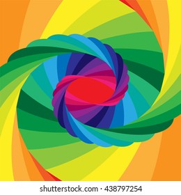 Vector Illustration.Rainbow Striped Vortex Converging to the Center. Optical Illusion of Depth and Volume. Suitable for Web Design.