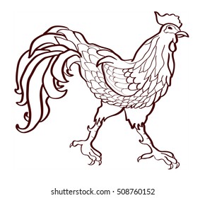 Vector illustration.Rooster - a symbol of the new year on the Chinese calendar, 2017