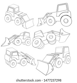 Vector Illustrations of a 3D tractor in Different projections, 