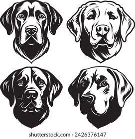 vector illustrations of 4 Labrador retrievers