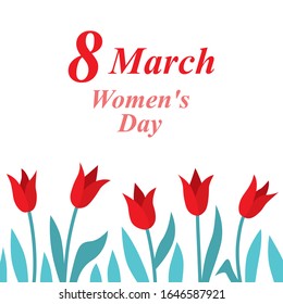 Vector illustrations of 8 March congratulatory card with tulips