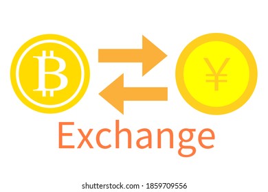 Vector illustrations about cryptocurrency. Japanese yen and bitcoin trading.