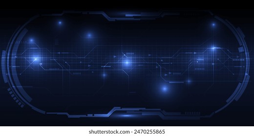 Ilustraciones vectoriales de fondo de comunicación de circuito brillante azul abstracto. Concepto de diseño de tecnología futurista.