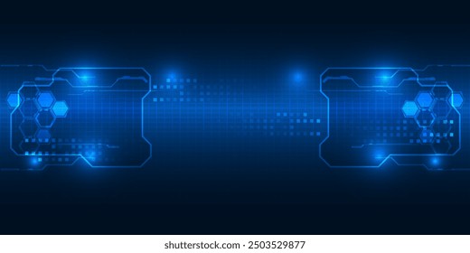 Vector illustrations of abstract blue bright circuit communication background.Futuristic technology design concept.