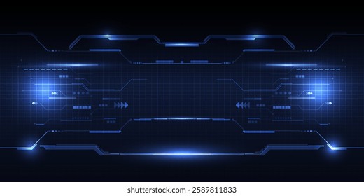 Vector illustrations of abstract blue bright circuit communication background.Futuristic technology design concept.