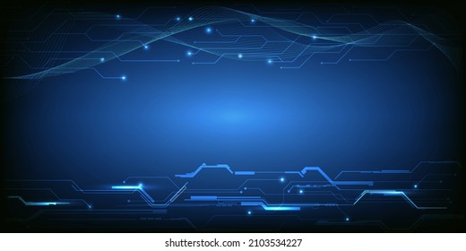 Vector illustrations of abstract blue futuristic with digital element frame and wireframe waveform for digital technology artwork.
