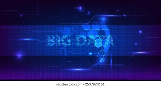 Ilustrações vetoriais de abstrato azul futurista globo digital econômico big data com partículas brilhantes em torno.Inovação digital e conceitos de tecnologia.