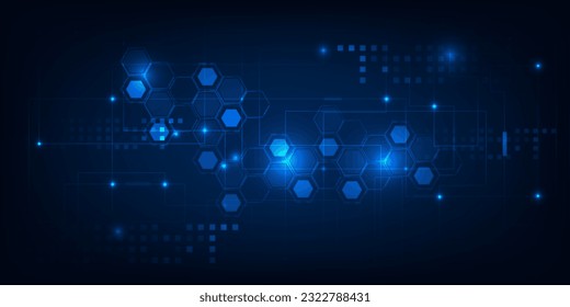 Vektorgrafiken abstrakter dunkelblauer futuristischer Horizontalraum mit High-Tech-Element.Digitale Kommunikationsinnovationen und Technologiekonzepte.