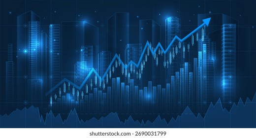 Ilustraciones vectoriales de arte económico abstracto y antecedentes para el negocio inmobiliario financiero y la inversión.