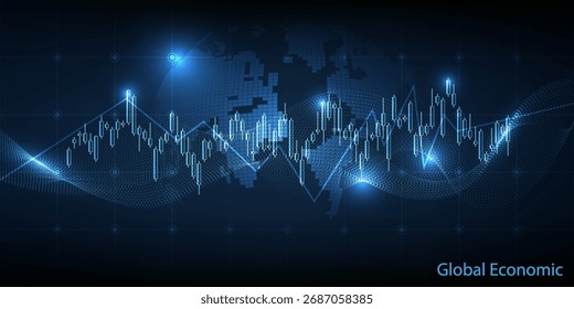 Ilustrações vetoriais de arte ou fundo da economia global futurista abstrata para fins financeiros e de investimento.