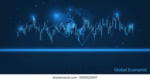 Vector illustrations of abstract futuristic global economics artwork and backgound for business financial and investment.