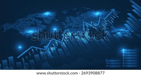 Vector illustrations of abstract futuristic global economics artwork or backgound for financial and investment.