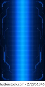 Vector illustrations of abstract technology vertical background with blue light beam and digitals frame parallel.