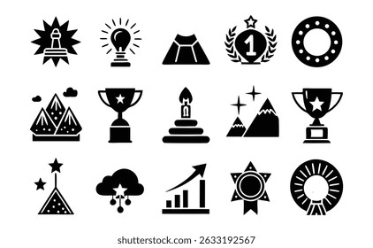 Iconos de éxito de logros de Ilustraciones vectoriales