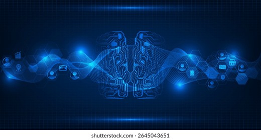 Vector illustrations of ai automated affiliate marketing business strategy.