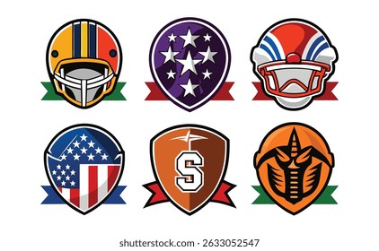 Vector illustrations american football helmet and shield logos