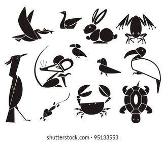 vector illustrations of animals and birds