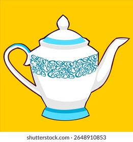 um vetor ilustrações de um antigo bule de porcelana