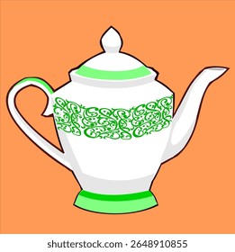 um vetor ilustrações de um antigo bule de porcelana