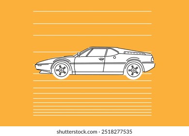 Vector illustrations for apparel prints and other uses. Hand drawn sports cars. 
