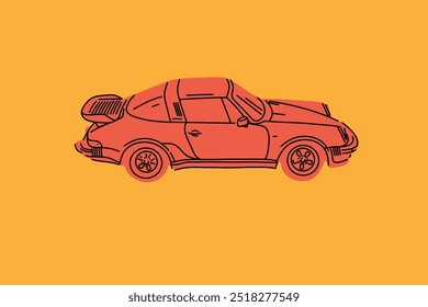 Vector illustrations for apparel prints and other uses. Hand drawn sports cars. 