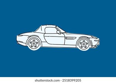 Vector illustrations for apparel prints and other uses. Hand drawn sports cars. 