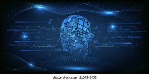 Vector illustrations of artificial intelligence and big data or digital information revolution technology .Futuristic digital technology concepts.