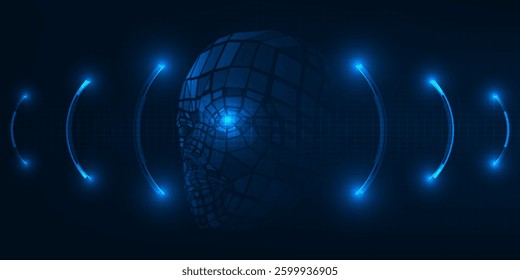Vector illustrations of artificial intelligence futuristic technology background.