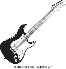Vector illustrations artwork electric guitar silhouette isolated on white background