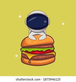 ilustraciones vectoriales de astronautas y hamburguesas, adecuadas para imágenes de iconos, productos, ilustraciones y más
