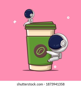 vector illustrations of astronauts and coffees, suitable for icon images, products, illustrations, and others