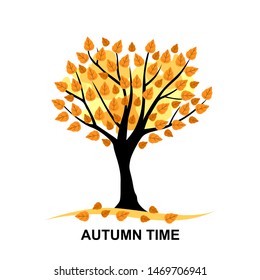 Vector illustrations of Autumn time card with tree