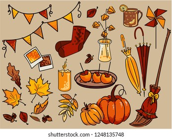 Vector illustrations autumns icons set