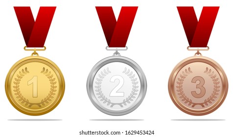 vector illustrations of award medal set